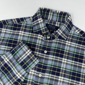 Ralph Lauren Custom Fit Blue And Green Plaid Long-Sleeved Shirt Prototype Sz Med
